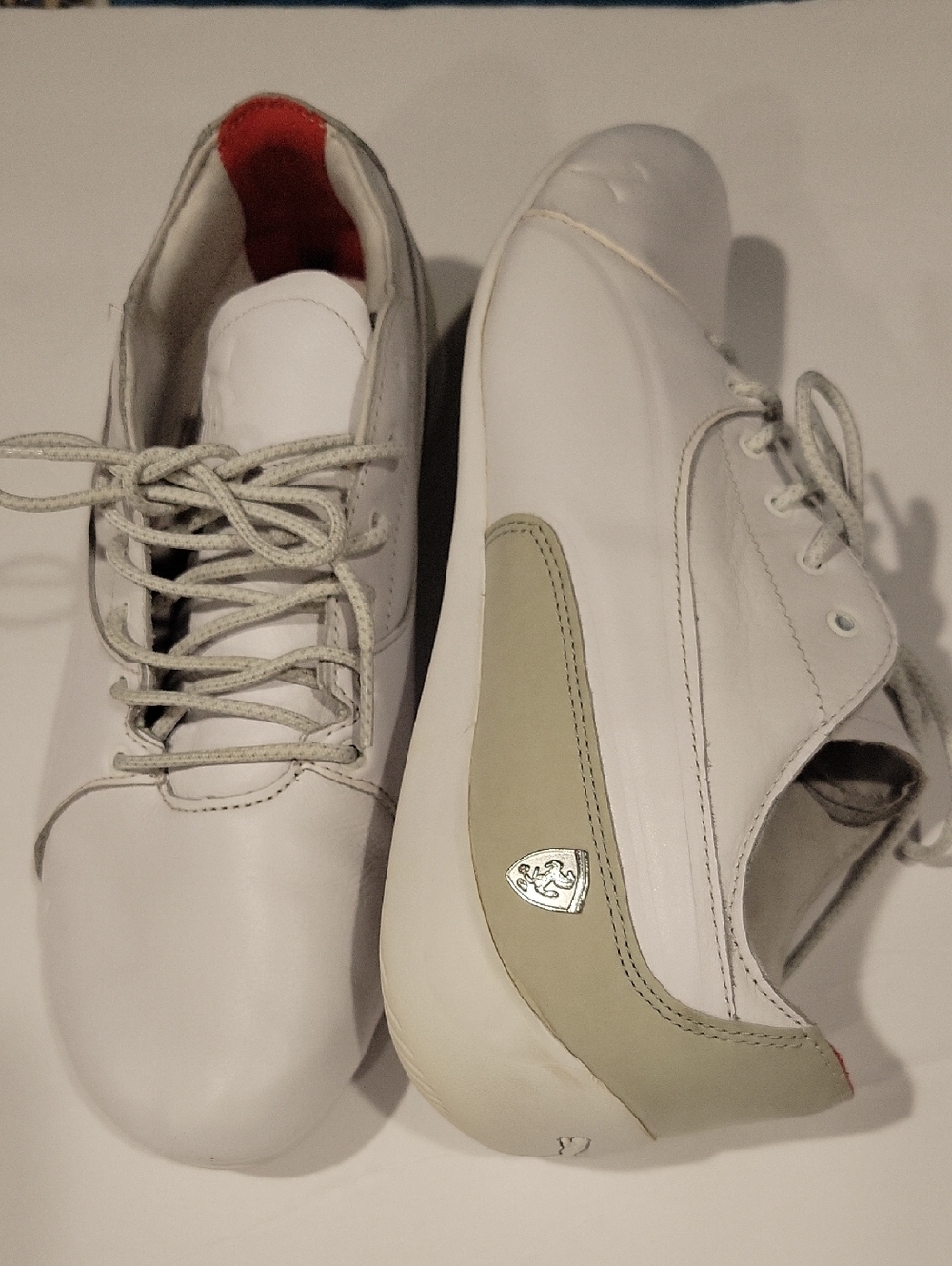 Puma White Sneakers with Olive Accent
